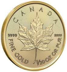 Moeda de Ouro de 1/20 onça do Maple Leaf Canadiano 2026