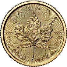 Moeda de Ouro de 1/4 onça do Maple Leaf Canadiano 2026