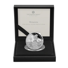 Moeda de prata 2026 Britannia UK 2 onças Proof Coin