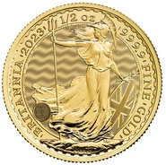 Moeda de ouro Britânia de meia onça do Rei Carlos III de 2023