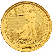 Moeda de Ouro Britânia um décimo de onça 2023 (Isabel II)