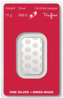 Barra de prata de 10g Argor-Heraeus