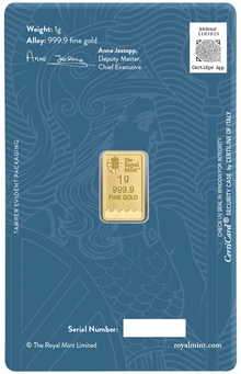 NOVA Barra de Ouro de 1g Britannia