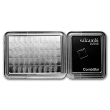 50 x 1g de barras de paládio Valcambi CombiBar