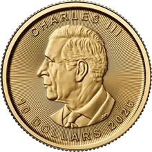 Moeda de Ouro de 1/4 onça do Maple Leaf Canadiano 2026