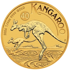 Moeda de Ouro de Quarto de Onça do Canguru Australiano de 2026