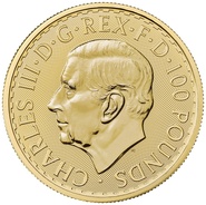 Moeda de ouro Britânia de uma onça do Rei Carlos III de 2023