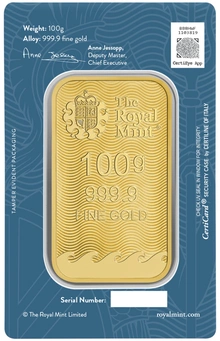 NOVA Barra de Ouro 100g Britannia Minted