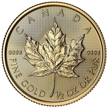 Moeda de Ouro de 1/2 onça do Maple Leaf Canadiano 2026