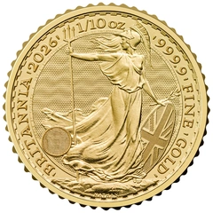 Moeda de Ouro Britânia um Décimo de Onça 2026