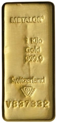 Barra de Ouro Cunhada de 1kg Metalor