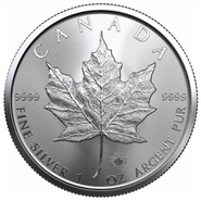 Moeda de prata Maple canadiana de 1 onça de 2023