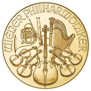 Moeda de ouro da Filarmónica Austríaca de 1/25 de onça de 2024