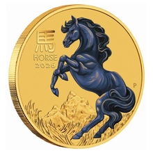 2026 Moeda de ouro colorida do Ano do Cavalo de 1/10 oz da Perth Mint