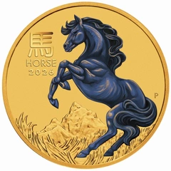 2026 Moeda de ouro colorida do Ano do Cavalo de 1/10 oz da Perth Mint