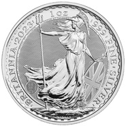 Moeda de prata Britânia de uma onça do Rei Carlos III de 2023