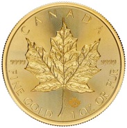 Moeda de Ouro Maple Canadiana de 1 onça 2024