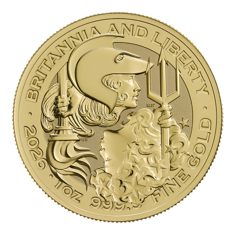 Moeda de Ouro de 1 onça da Britannia e Liberty de 2026