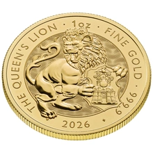2026 Queen's Lion - Bestas Tudor� Moeda de ouro de 1 onça